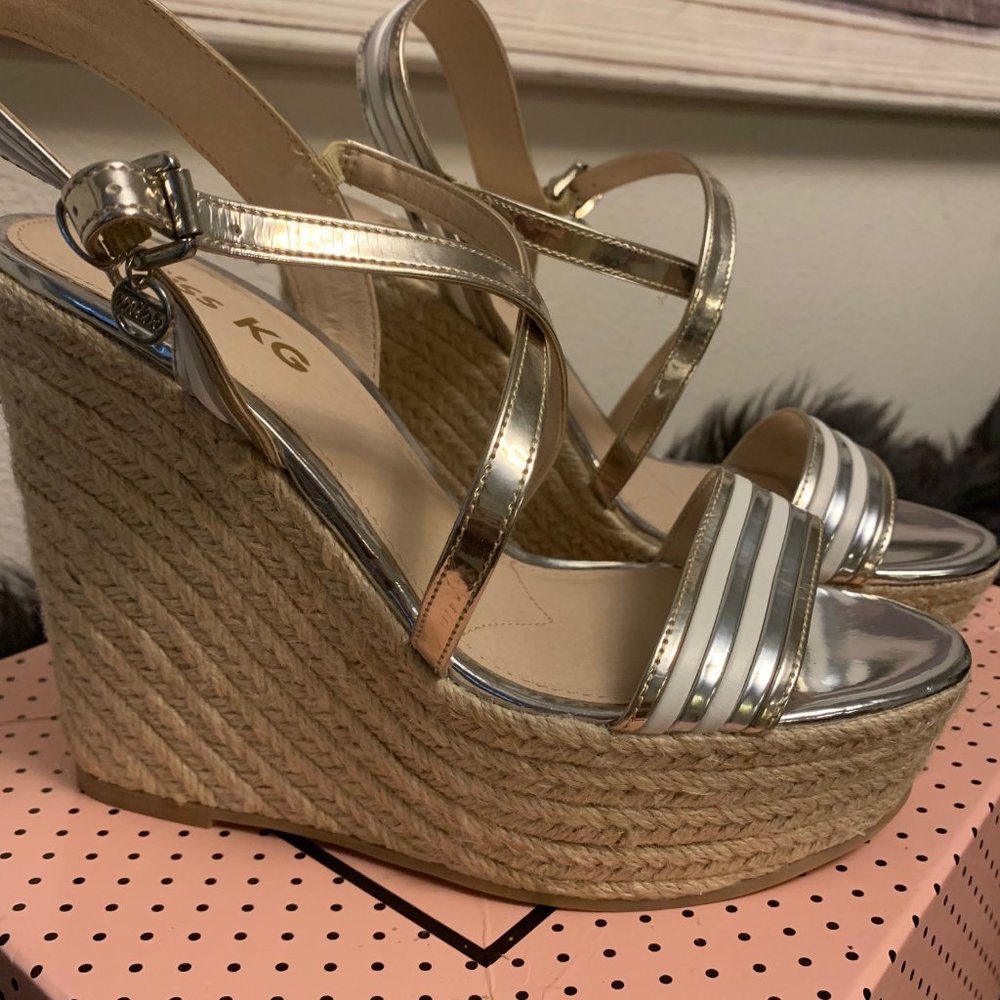 Silver, Gold, and White Kurt Geiger Espadrille Heels!